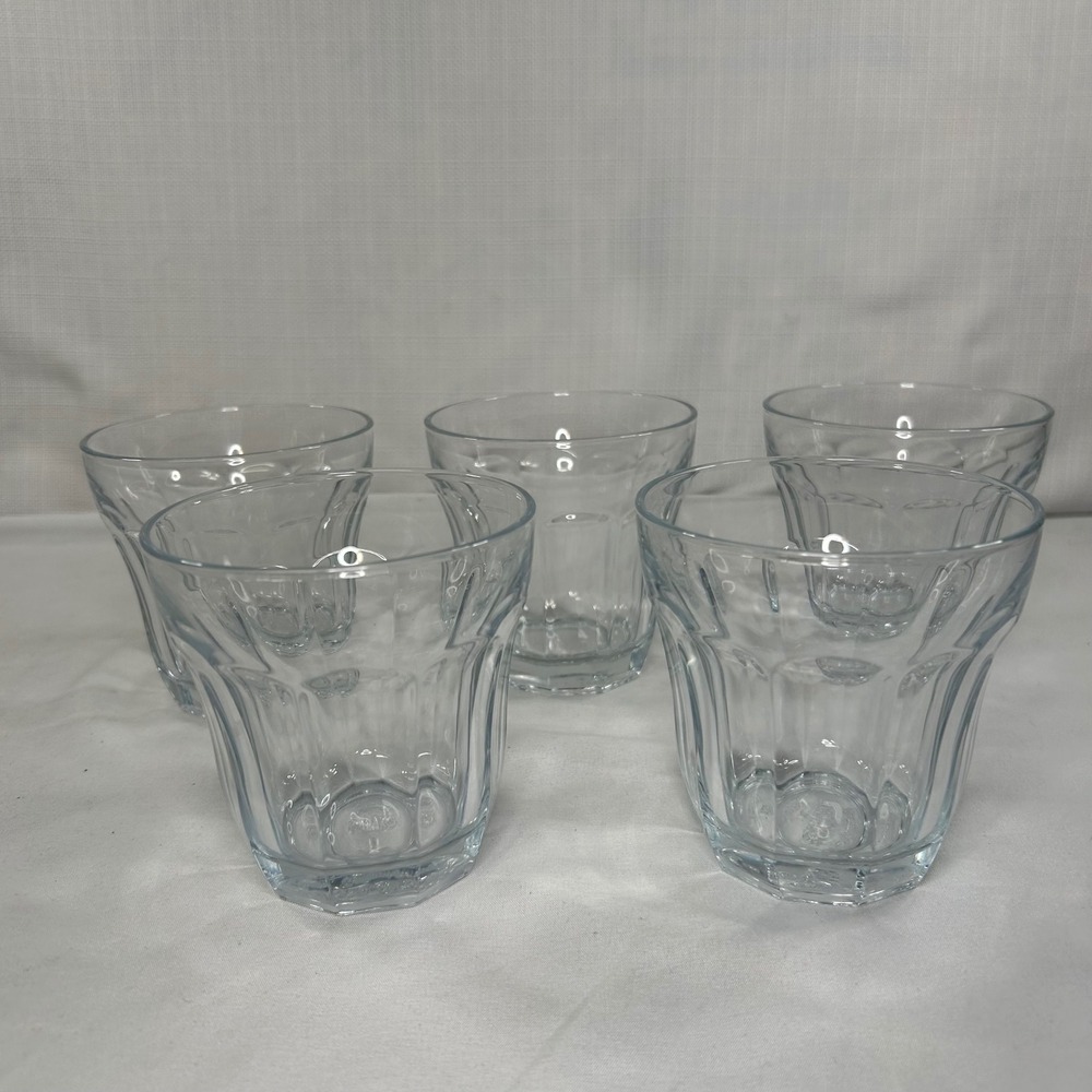 Pasabahce Palaks Clear Glass Tumblers Set of 5 Paneled Juice Water Glasses